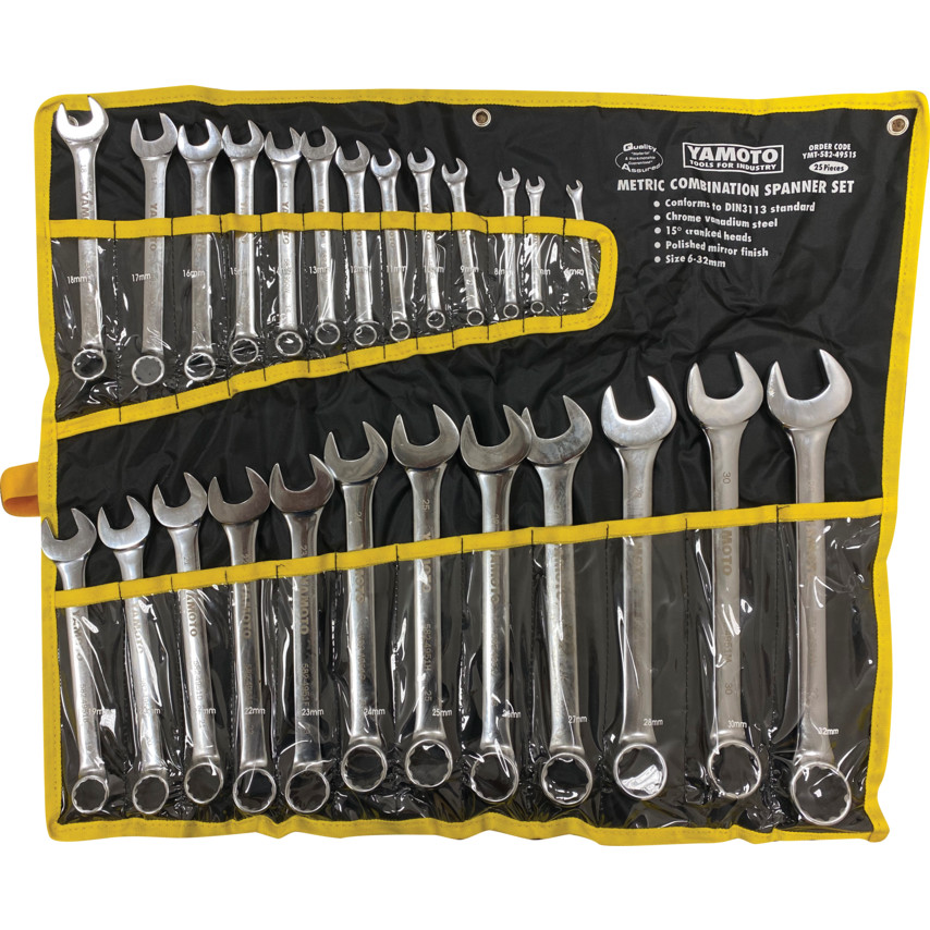YAMOTO YMT5824951S 6-32mm CV COMBINATION SPANNER SET 25PC - Click Image to Close