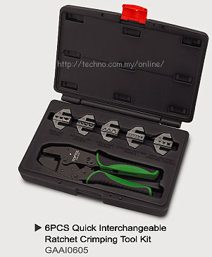 TOPTUL 6in1 Quick Interchangeable Ratchet Crimping Tool Kit (GAA