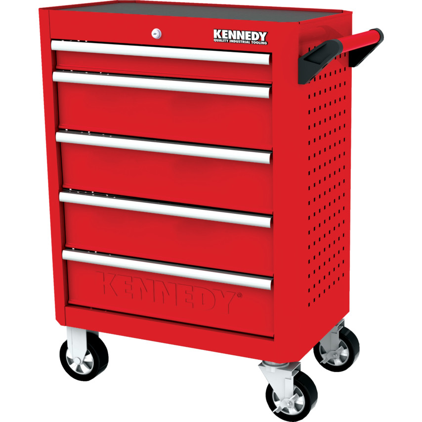 KENNEDY KEN5942120K RED-28" 5 DRAWER ROLLER CABINET - Click Image to Close