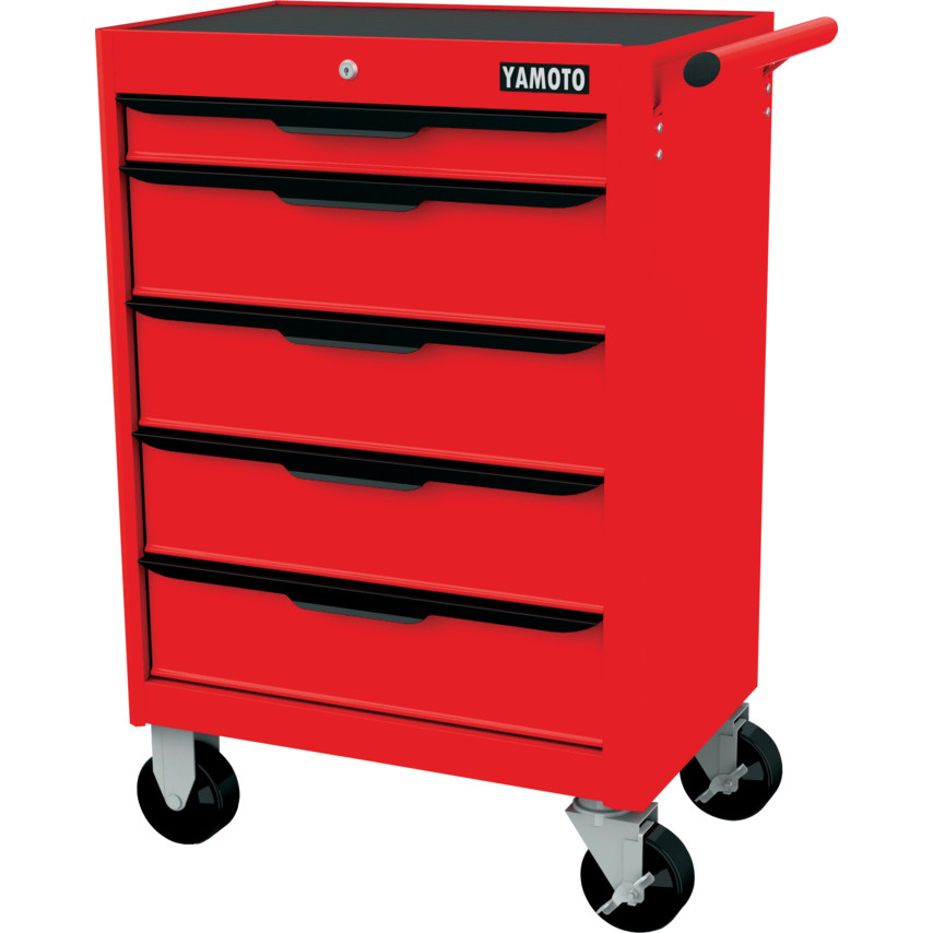 YAMOTO YMT5941620K RED-27" 5 DRAWER ROLLER CABINET - Click Image to Close