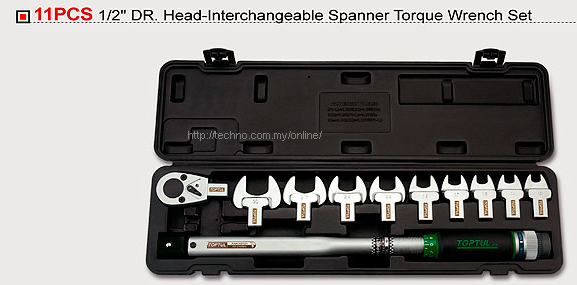 11PCS 1/2 DR. Head-Interchangeable Spanner Torque Wrench Set